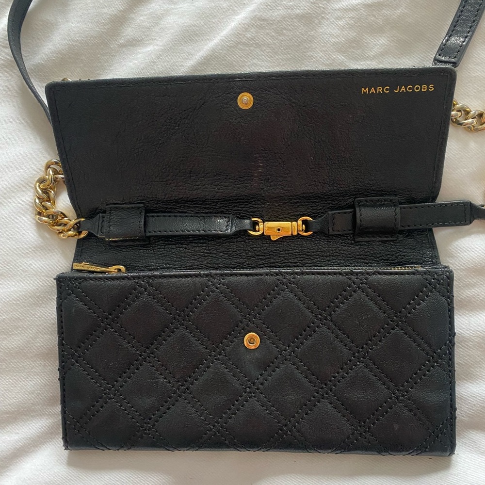 MARC JACOBS quilted black leather wallet on chain with gold hardware - Picture 6 of 7